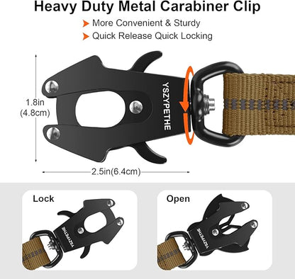 YSZYPETHE Heavy Duty Dog Leash, 4-6 Ft Shock Absorbing with Heavy-Duty Seatbelt Buckle & Dual Handles - No Bungee, for Medium to Large Dogs (Khaki)