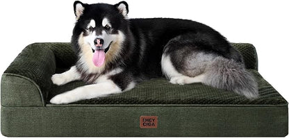 EHEYCIGA XXL Dog Bed Memory Foam, Orthopedic Giant Dog Bed Jumbo with Washable Removable Cover, Waterproof Pet Sofa Couch with Nonskid Bottom, 48x35x7.5, Dark Green