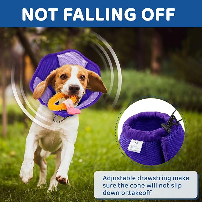 SUNFURA Dog Cones for Large Dogs, Soft Pet Cone Stop Licking After Surgery, Adjustable Pet E-Collar Alternative for Wound Healing, Purple X-Large