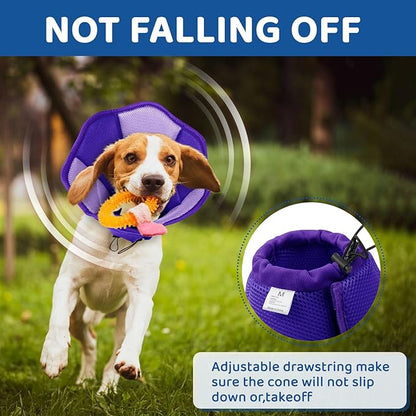 SUNFURA Dog Cone - Soft Cone for Dogs to Stop Licking, Pet E-Collar Alternative After Surgery, Adjustable Pet Recovery Collar for Wound Healing, Purple Small
