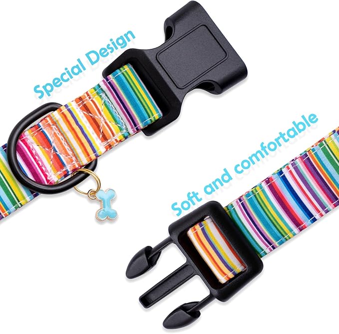 Faygarsle Dog Collar for Small Medium Large Dogs Cute Colorful Puppy Collars for Female Dogs Pinstripe Patterned Pet Collars for Summer Spring Wedding Puppy Girl Dog Collar XS