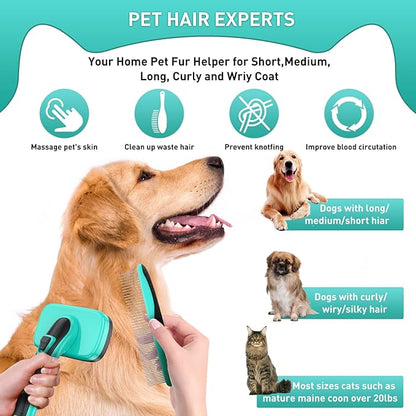 WOPQAEM Dog Brush - 3 Pcs Self Cleaning Slicker Brush & Nail Clippers & Pet Comb for Dogs,Cats and Horses, Skin Friendly Deshedding Grooming Tool whit Short Long Haired Pets