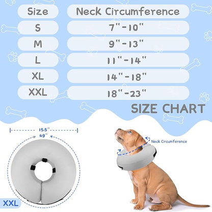 Supet Inflatable Dog Cone Collar Alternative After Surgery, Dog Neck Donut Collar Recovery E Collar for Neuter, Soft Pet Cone for Small Medium Large Dogs