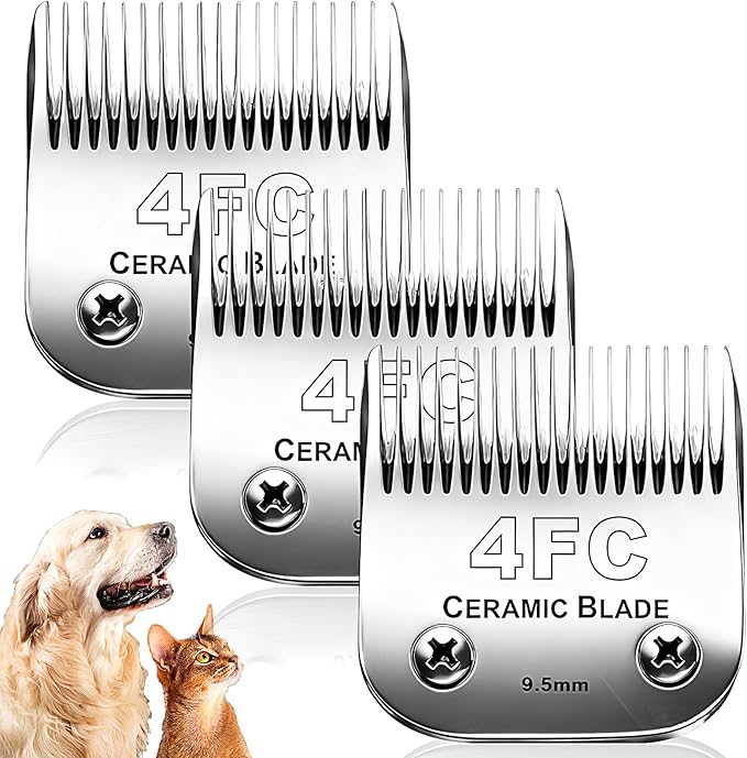 Dog Grooming Replacement Blades Compatible with Andis Dog Clipper, Dog Clipper Blades Compatible with Oster A5,Wahl KM-10 Series Dog Clipper, 4FC Blades (9.5mm)