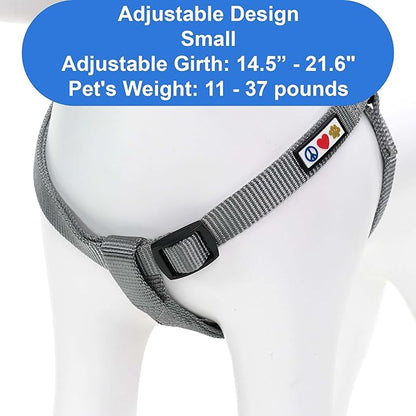 Pawtitas Personalized Dog & Puppy Harness Small Grey Custom ID Tag Adjustable No Pull Vest
