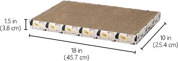 Kitty City Cat Scratcher– 2-Pack Durable Corrugated Cardboard Scratch Pads with Catnip – Double-Sided for Longer Use, Cat Claw Maintenance & Furniture Protection - Size: 10" x 18" - Cat Print