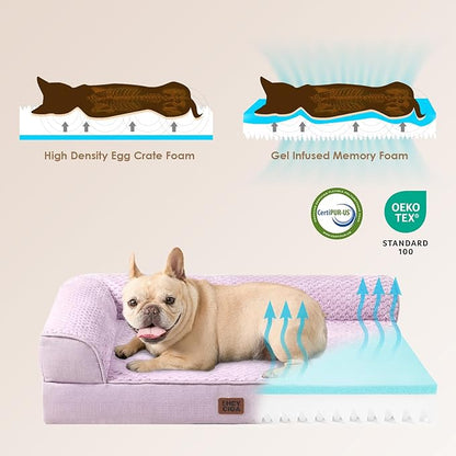 EHEYCIGA Orthopedic Dog Bed Medium Size Dogs, Memory Foam Dog Bed with Washable Removable Cover, Waterproof Pet Sofa Couch for Crate with Nonskid Bottom, 30x20x6, Lilac