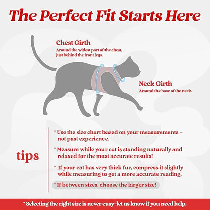 rabbitgoo Cat Harness and Leash Set for Walking Escape Proof, Adjustable Soft Kittens Vest with Reflective Strip for Cats, Comfortable Outdoor Vest, Red, L