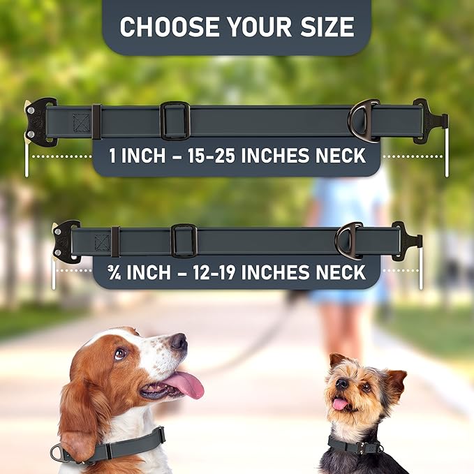 NexaPaw Biothane Dog Collar with Cobra Buckle - Made in USA - QR Code Dog Tag ID Included - Adjustable Heavy Duty Dog Collars for Medium Large Dogs - Waterproof Military Grade Tactical Collar for Dogs