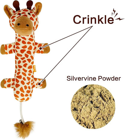 TTcat Catnip Silvervine Matatabi Pillow for Cats & Kittens,Cat Kicker Toy,Crinkle Sound Toy,Large Size Cat Pillow Soothing Plush(Giraffe).