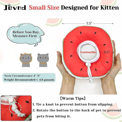 Kitten Cones After Surgery 0-6 Months, Donut Extra Small Kitten Cone Collar Soft to Stop Licking Neck, Elizabethan e Collar for Recovery, xs Small Cat Cone Spray, Pet Soft Cone for Cats Watermelon S