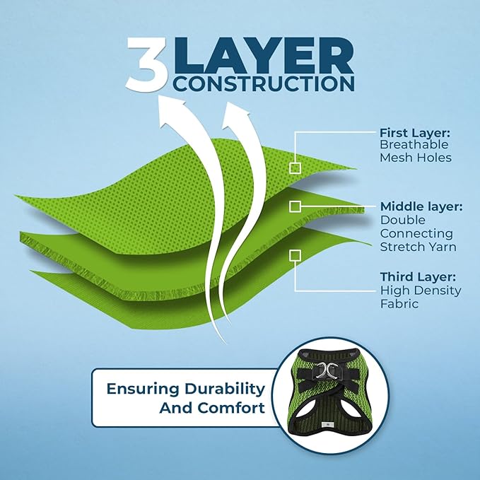 Best Pet Supplies Voyager Step-in Air Harness - All Weather Mesh, Reflective, No Pull Harness for Dogs, Cats - Secure with Hook & Loop Fastener, Buckle, Double D-Rings - Lime Green 2-Tone, L