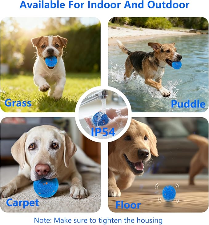 Interactive Dog Ball, Automatic Moving, Bouncing Chew Toys, Wicked Balls with 3 Modes, E-TPU Vibrating Dog Ball for Medium and Large Dogs, IP54 Waterproof, Birthday Gifts for Dogs(Blue)