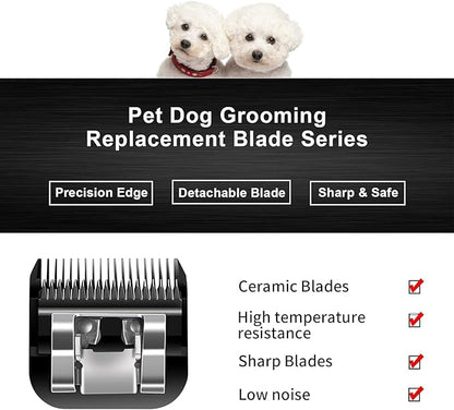Audoc 6pcs Dog Grooming Replacement Blades Compatible with Andis/Oster A5/Wahl KM-10 Series Dog Clippers,Detachable Clipper Replacement Blade,Black (6PCS Black-#10+30+3FC+4FC+5FC+7FC)