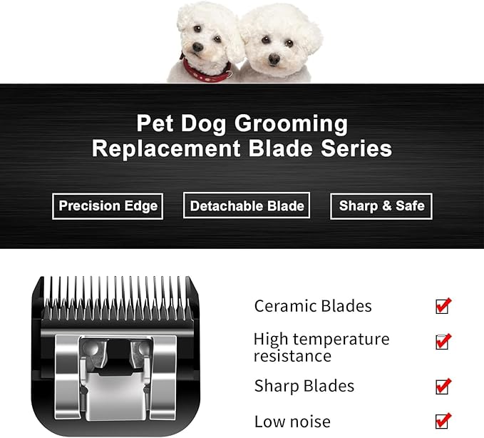 Audoc 4FC Blades Dog Grooming Blades Compatible with Andis/Oster A5/Wahl KM-10 Series Dog Clippers,Detachable Clipper Replacement Blade,Black(4FC/2PCS)