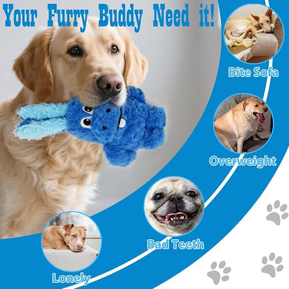 SLIWOWO Donkey Squeaky Dog Toys to Keep Them Busy, Stuffed Plush Dog Toy Birthday Gift Crinkle Pet Puppy Tug Toy for Small Medium Large Dogs(Blue)