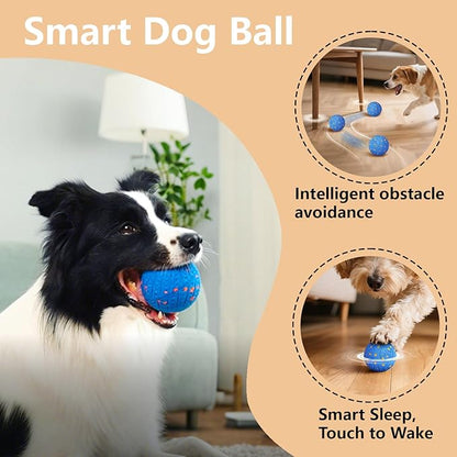 Interactive Dog Toys: Smart Dog Ball – Auto-Bounce, Vibrating & Jumping Action! Durable Duraspin Design for Aggressive Chewers. Rechargeable & Long-Lasting, Keeps Dogs Busy and Entertained Blue.
