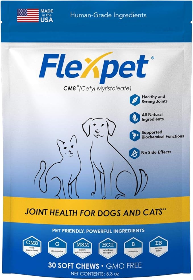 Hip & Joint Supplement for Dogs & Cats with Cetyl Myristoleate, Glucosamine, Collagen, MSM - Max Strength Joint Support for Mobility, Senior Pets, Large Breeds - Trial Pack (Bacon/Cheese)