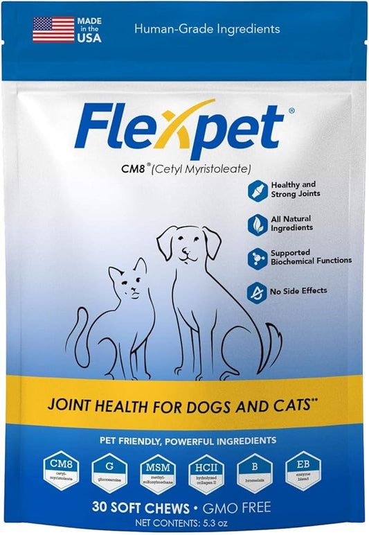 Hip & Joint Supplement for Dogs & Cats with Cetyl Myristoleate, Glucosamine, Collagen, MSM - Max Strength Joint Support for Mobility, Senior Pets, Large Breeds - Trial Pack (Bacon/Cheese)