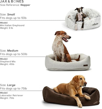 Jax & Bones Dog Bed Napper - Luna Grey Machine Washable Bed For Dogs - Extra Heavy Duty Bolstered Sides - Small Grey Dog Mat Beds | 24 x 21 Inches