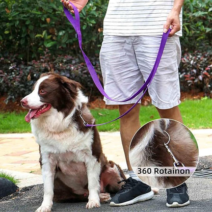AMAGOOD 6 FT Puppy/Dog Leash, Strong and Durable Traditional Style Leash with Easy to Use Collar Hook, Great for Small, Medium and Large Dogs (3/4 in x 6 ft, Black and Purple (2-Pack))