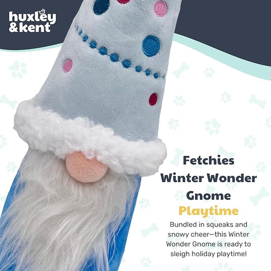 Huxley & Kent Funny Dog Toy w/Squeaker – Holiday Power Plush Squeaky Dog Toys for Small, Medium & Large Dogs – Soft Stuffed Animal for Indoor Play & Fetch - Fetchies® Winter Wonder Gnome, One Size