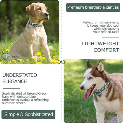 Bowtie Collars for Small Dogs, Elegant Puppy Collars with Leash Set, Tiny Dog Collars with Bowtie Adjustable 9.8"-13.8", Green, S