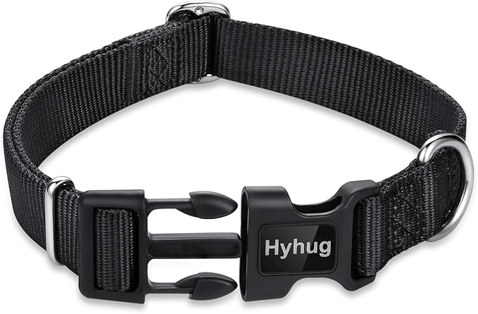 Hyhug Small Dog Collar Quick-Release Black| Heavy-Duty Nylon Puppy Collar, Adjustable & Durable Pet Supplies for Boy & Girl Dogs (Small, Black)