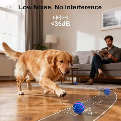 JEISOTHB Interactive Dog Toys Dog Ball, Durable E-TPU Material,3 Play Modes with Colorful Lights, Automatic Moving, Bouncing and Rotating for Medium and Large Dogs Indoor & Outdoor (Blue)