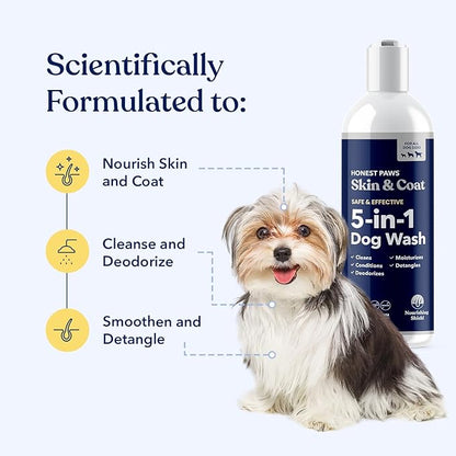 Honest Paws Dog Shampoo and Conditioner - Premium Dog Wash for Allergies and Dry, Itchy, Moisturizing for Sensitive Skin - Sulfate Free, Plant Based, All Natural -16 Fl Oz