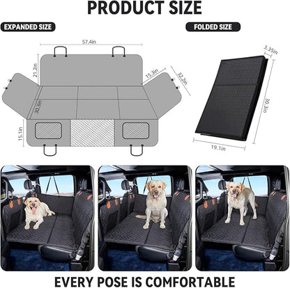 YJGF Dog Back Seat Extender for Truck,Truck Seat Cover Back Seat,Dog Hammock for Truck,Pet Seat Covers for Dogs,Hard Bottom Seat Extender for Dogs(Black,for Full Size Truck)
