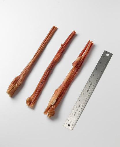 GigaBite Single Ingredient All Natural Free Range Bully Treats and Chews - Bully Sticks/Bladder Sticks/Beef Esophagus by Best Pet Supplies - Bladder Sticks (12 Inch), Pack of 10