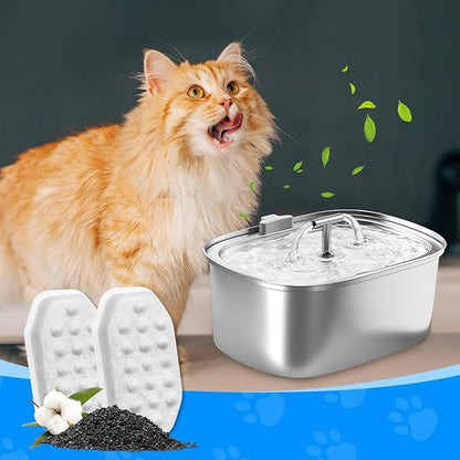 MyfatBOSS Cat Fountain Filter Replacement, Cat Water Fountain Filters Compatible with Rellaty & Fit for Neareal 3.2L/108oz Fountains, 10PCS Replacement Filters with 10PCS Sponge 10+10 Pack