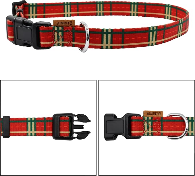 Dog Collar, Cute Stripe Pattern, Soft and Adjustable Collar with Quick Release Buckle (S (Neck 11-18", Width 5/8"), Stripe Red)