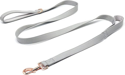 Dog Leash 6ft Long,Traffic Padded Two Handle,Heavy Duty,Double Handles Lead for Control Safety Training,Leashes for Large Dogs or Medium Dogs,Dual Handles Leads (Grey, 25MM*6FT)