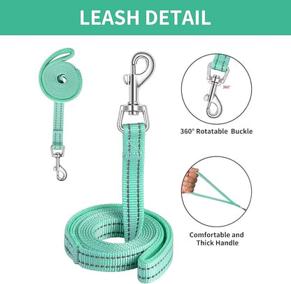 AMTOR Small Dog Harness with Leash Set, No Escape Easy Walk Puppy Harnesses for Training Walking, Step-in Reflective Soft Dogs Vest for XS S Medium Extra-Small Large Sized Dog(Green,XL)
