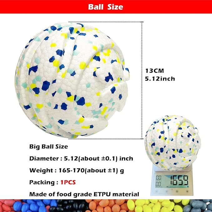 CAISHOW Dog Ball Squeak Toys (Bell Ball 5.12in White B)
