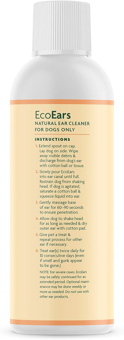 EcoEars Dog Ear Cleaner. Natural Multi-Action Formula. for Bad Discharge & Smell. Naturally Removes Foreign Matter and Cleanses The Most Difficult Ears. 100% Guaranteed