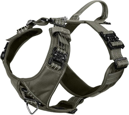 ICEFANG Dog Strap Harness with 4 x Metal Buckles,for Large Sized Dog,K9 Vest,Y-Shape Chest,Adjustable Pet Harness,No-Pull Front Leash Clip (Large (Pack of 1), Green)