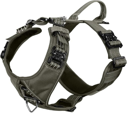 ICEFANG Dog Strap Harness with 4 x Metal Buckles,for Medium Sized Dog,K9 Vest,Y-Shape Chest,Adjustable Pet Harness,No-Pull Front Leash Clip (Medium (Pack of 1), Green)