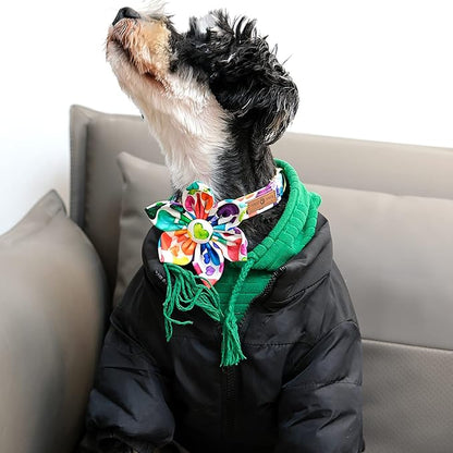 Lionet Paws Dog Collar with Flower, Soft and Comfortable, Adjustable Collar for Puppies and Cats Girl, Neck 8-12 inches