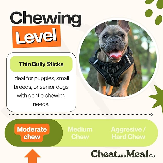 Bully Sticks for Small Dogs, (6 Inch, 25 Count), Small Chew Toy for Puppies and Senior, Natural, Single Ingredient, 100% Beef Pizzle, Long Lasting Treats, Grass Fed, Rawhide-Free