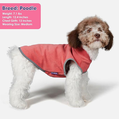 cyeollo 2 Pack Fleece Dog Sweater Vest Dog Sweatshirt Reflective Lightweight Doggie Clothes for Small Dogs Girl Pet Apparel Pink, Fuschia, S