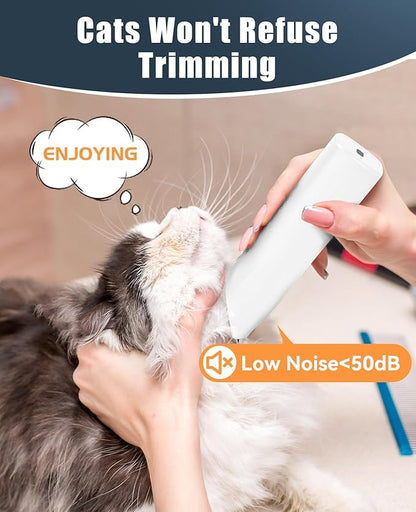 oneisall Cat Clippers for Matted Hair, Quiet Cat Grooming kit, Cordless Pet Shaver for Long Hair, Waterproof Pet Hair Trimmer Clippers(White)