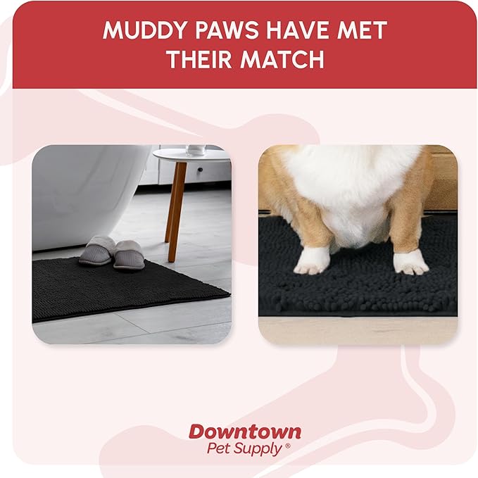 My Doggy Place Dog Mud Mat, 31" x 20" Black – Thick Microfiber Entry Rug for Snow, Mud & Salt – Absorbent, Quick-Dry, Washer-Safe & Non-Slip, Medium
