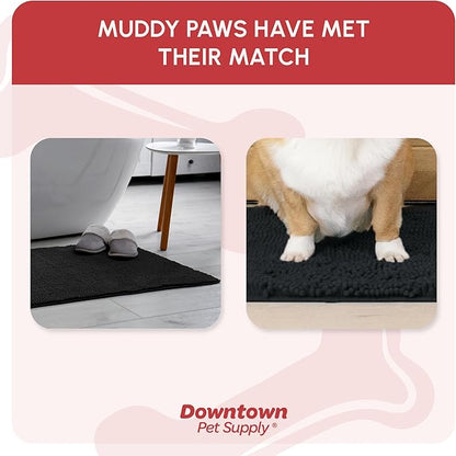 My Doggy Place Dog Mud Mat, 31" x 20" Black – Thick Microfiber Entry Rug for Snow, Mud & Salt – Absorbent, Quick-Dry, Washer-Safe & Non-Slip, Medium