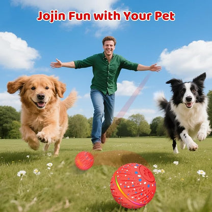 Sankell Interactive Dog Toys Ball - Smart Moving Bouncing Dog Ball with Colorful Lights, E-TPU Material, 3 Play Modes Automatic Rolling Balls Toy for Small Medium Dogs Keep Them Busy(Red)