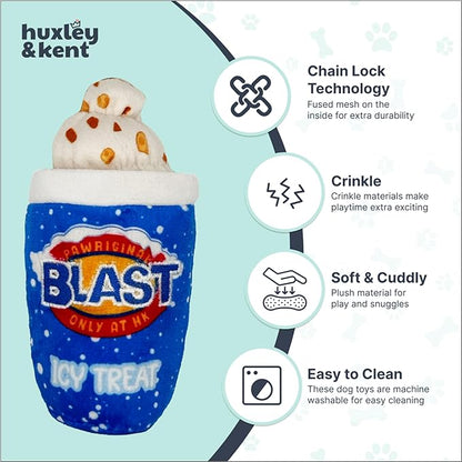 Huxley & Kent Funny Dog Toy w/Squeaker – Power Plush Squeaky Dog Toys for Small Dogs – Durable Small Stuffed Animal for Indoor Play & Fetch - Tiny Tuff Arctic Blast Treat