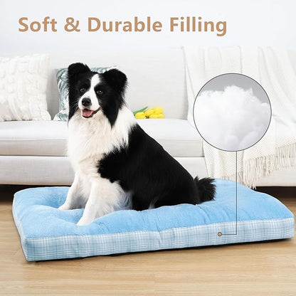 MIHIKK Washable XXL Dog Bed for Extra Large Dogs with Anti-Slip Bottom, Premium Foam Pet Pad for Crate for Large Medium Small Sized Puppies, 47" x 29" Blue