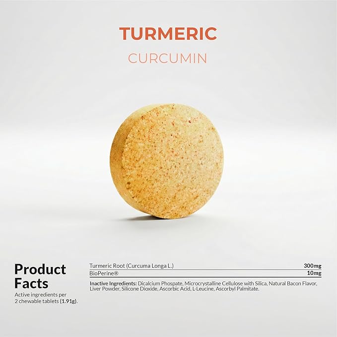 Turmeric for Dogs Anti Inflammatory Pain Relief - 120 Chewable Tablets - Hip & Joint Support Anti Inflammatory for Dogs with Curcumin and BioPerine, Antioxidant, Cardiovascular